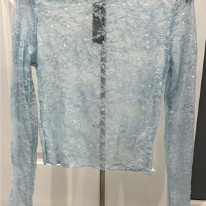 Wild Fable Light Blue Lace Blouse